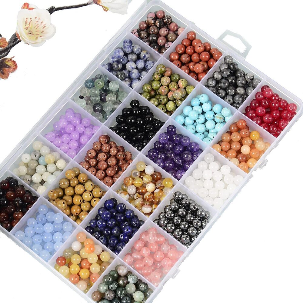 1996 6mm Natural Mixed Materials Gemstones Beads Tiny Spacer Round Loose - Picture 4 of 7